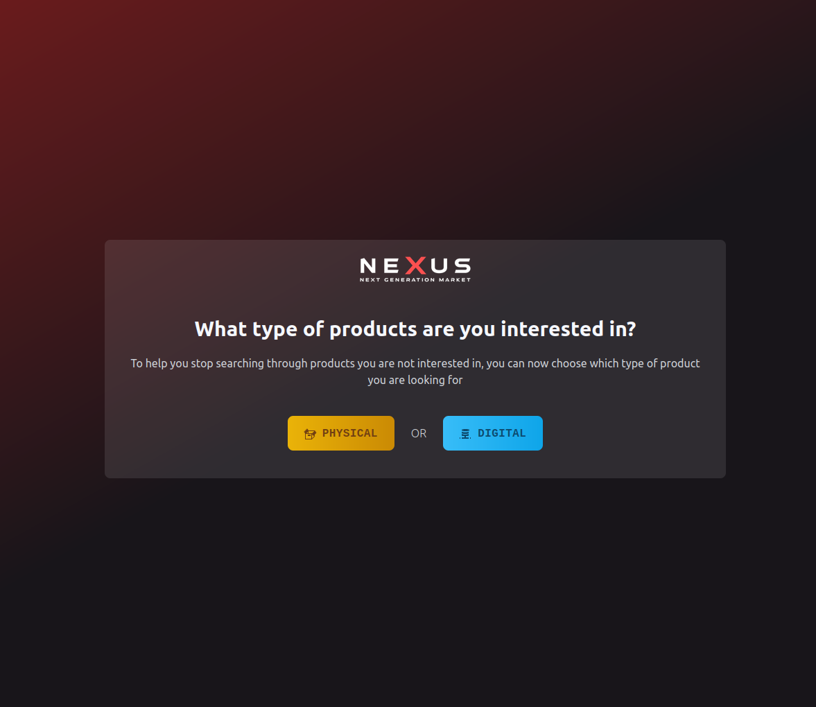 Nexus product listing page showing vendor rating and multisig escrow options